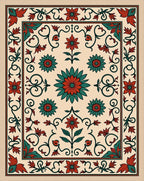Intricate Floral Vine Pattern Rug
