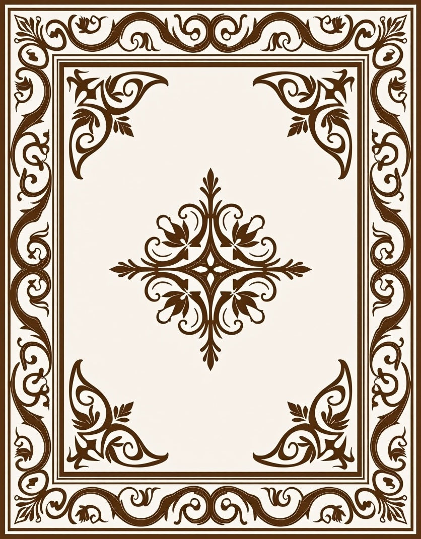 Traditional Brown Floral Scroll Rug