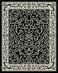 Ornate Scrollwork Pattern Black Rug