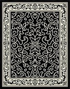 Ornate Scrollwork Pattern Black Rug