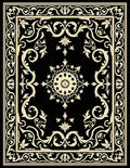 Black and Cream Floral Medallion Rug