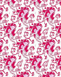 Whimsical Pink Floral Figure Pattern Rug