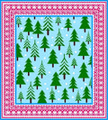 Light Blue Christmas Trees Bordered Rug