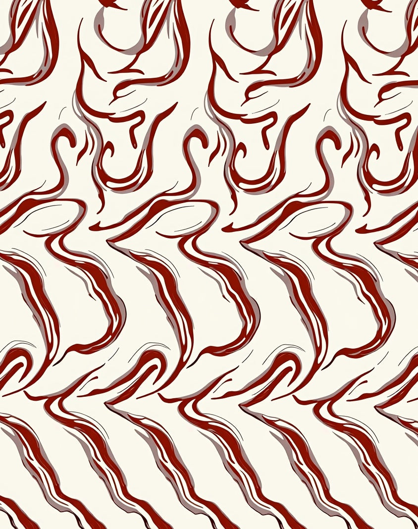 Abstract Red Swirl Pattern Rug