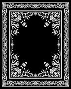Ornate White Floral Border Rug