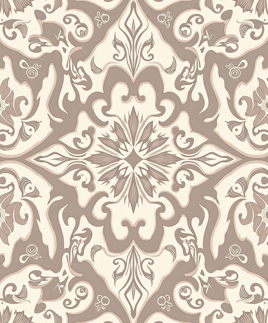 Classic Damask Inspired Floral Pattern Rug