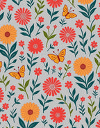 Sunny Floral Butterfly Botanical Pattern Rug