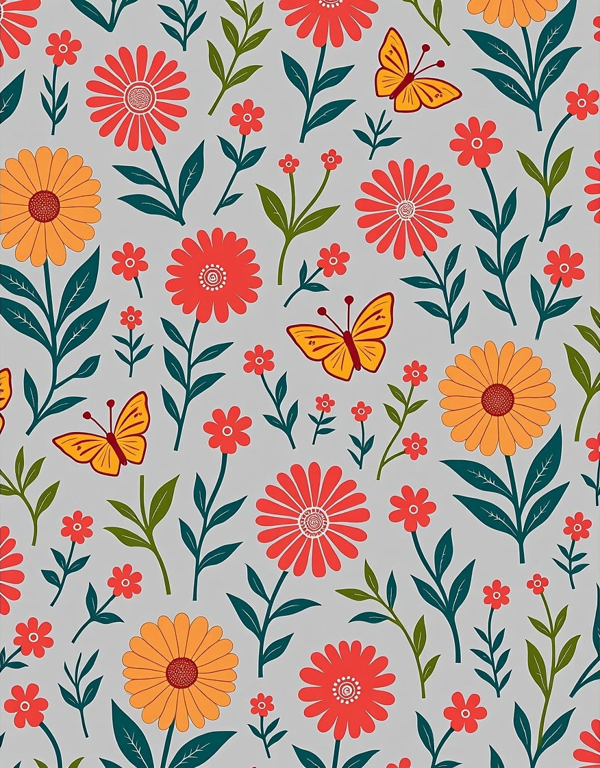 Sunny Floral Butterfly Botanical Pattern Rug