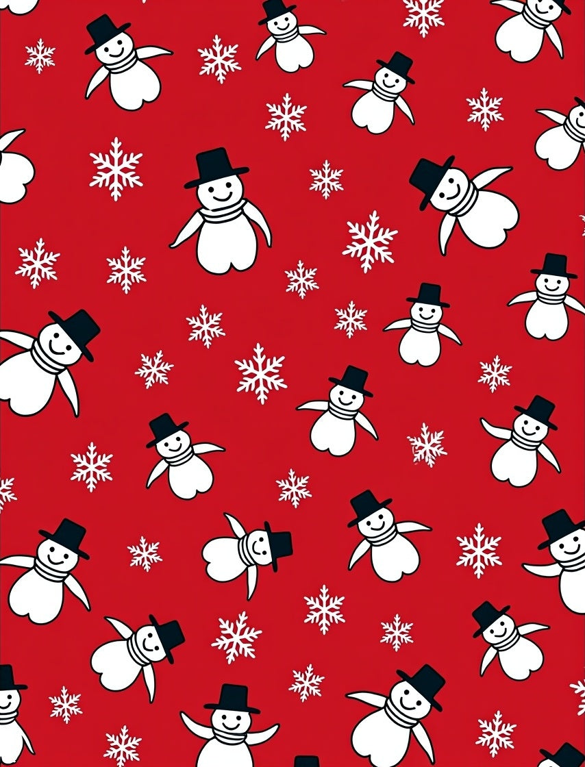 Snowman Snowflake Red Festive Pattern Rug