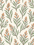 Botanical Branch Pattern With Orange Buds Rug