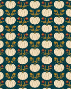 Cream Pumpkin Floral Teal Pattern Rug