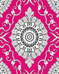 Vibrant Pink Mandala Floral Scroll Rug