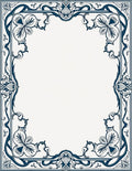 Elegant Dark Blue Art Nouveau Border Rug