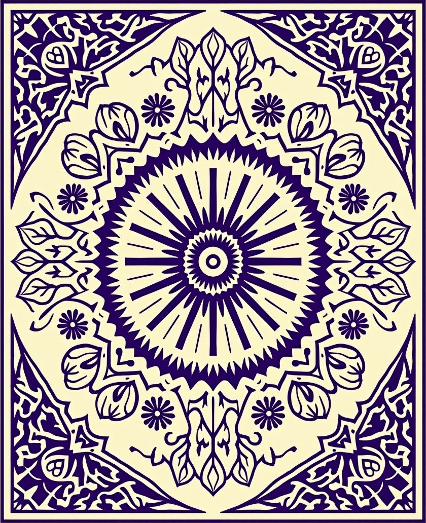 Intricate Violet Floral Mandalas Rug
