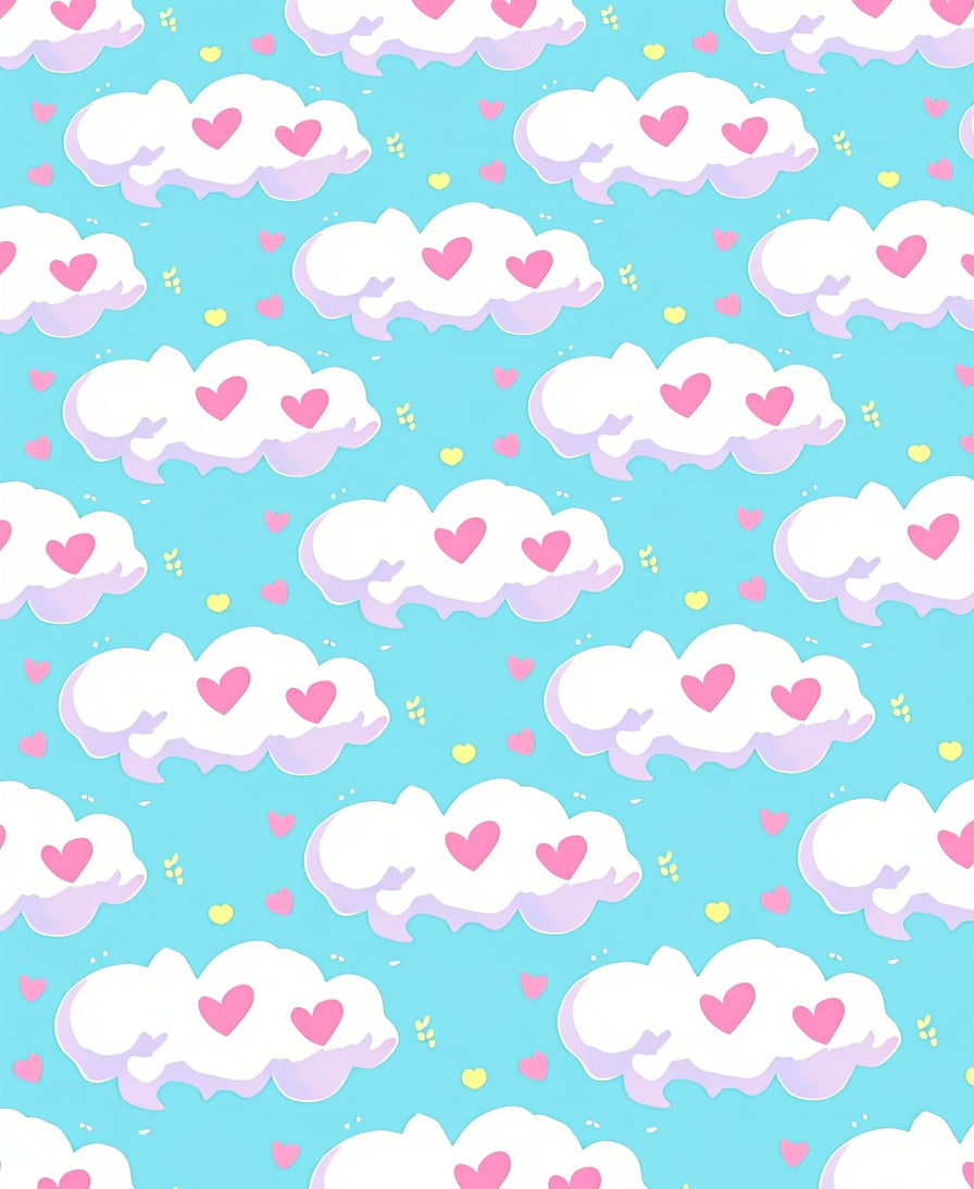 Cute Clouds Hearts Pattern Rug