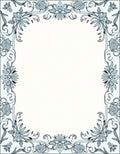 Pale Blue Floral Vine Swirl Border Rug