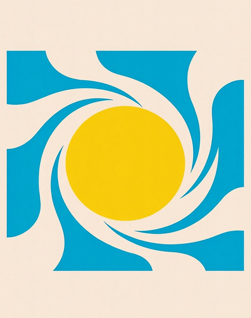 Vibrant Swirl Sun Abstract Design Rug