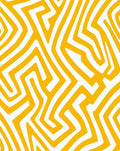 Bold Yellow Geometric Maze Pattern Rug