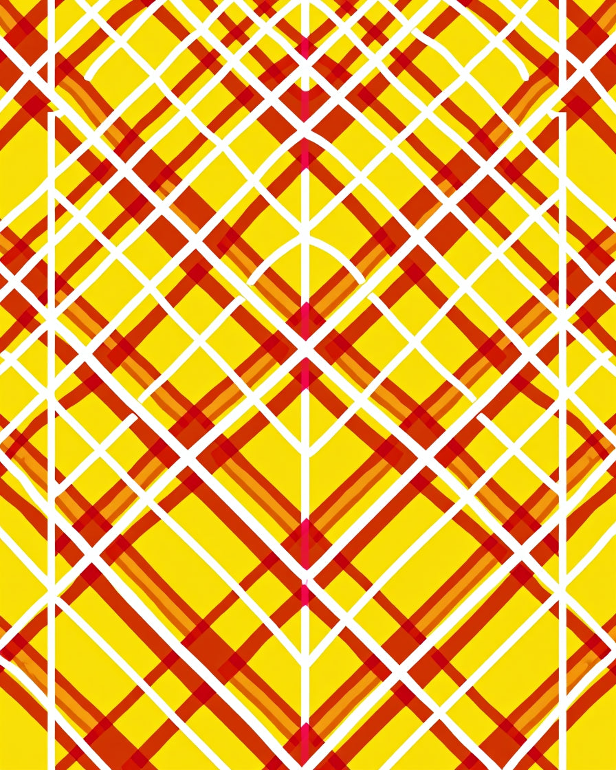 Modern Yellow Red Plaid Design Rug