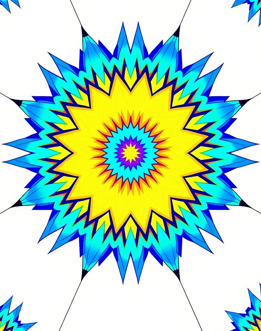 Vibrant Starburst Radial Pattern Rug