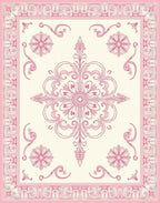 Vintage Pink Floral Scroll Pattern Rug