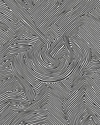 Abstract Black White Linear Pattern Rug