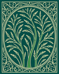 Elegant Green Floral Oval Design Rug