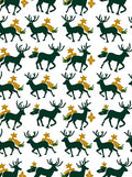 Dark Green Antlered Deer With Gold Accent Rug