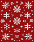 White Snowflakes on Red Background Rug