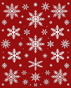 White Snowflakes on Red Background Rug