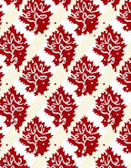 Red White Leafy Diagonal Pattern Rug