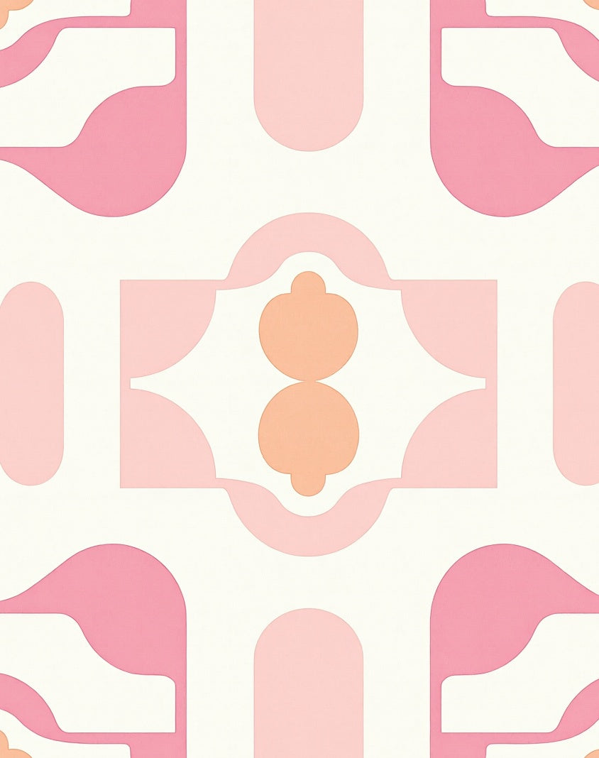 Pink Orange Geometric Mid Century Mod Rug