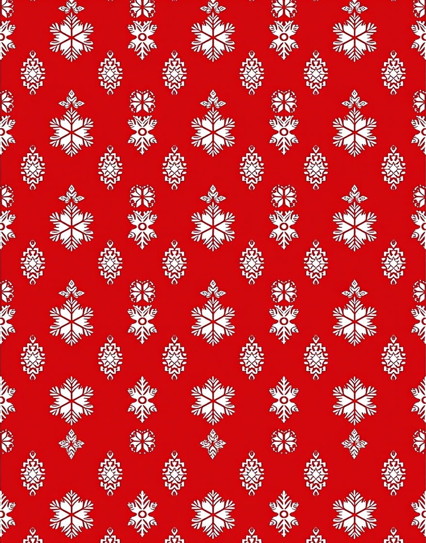 Festive Red White Snowflake Pattern Rug