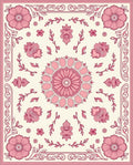 Pink Floral Medallion Mandala Tile Design Rug