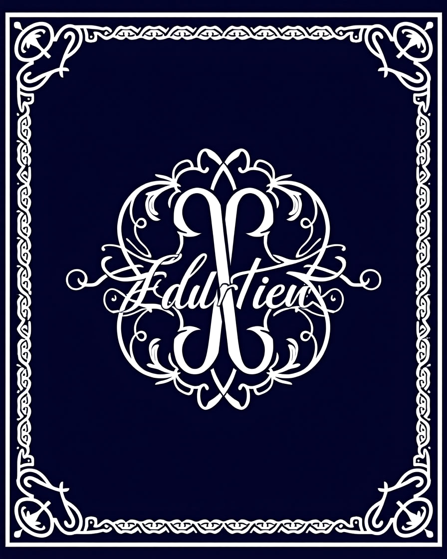 Ornate Monogrammed Floral Frame Design Rug