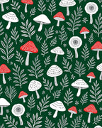 Whimsical Mushroom Forest Foliage Pattern Rug