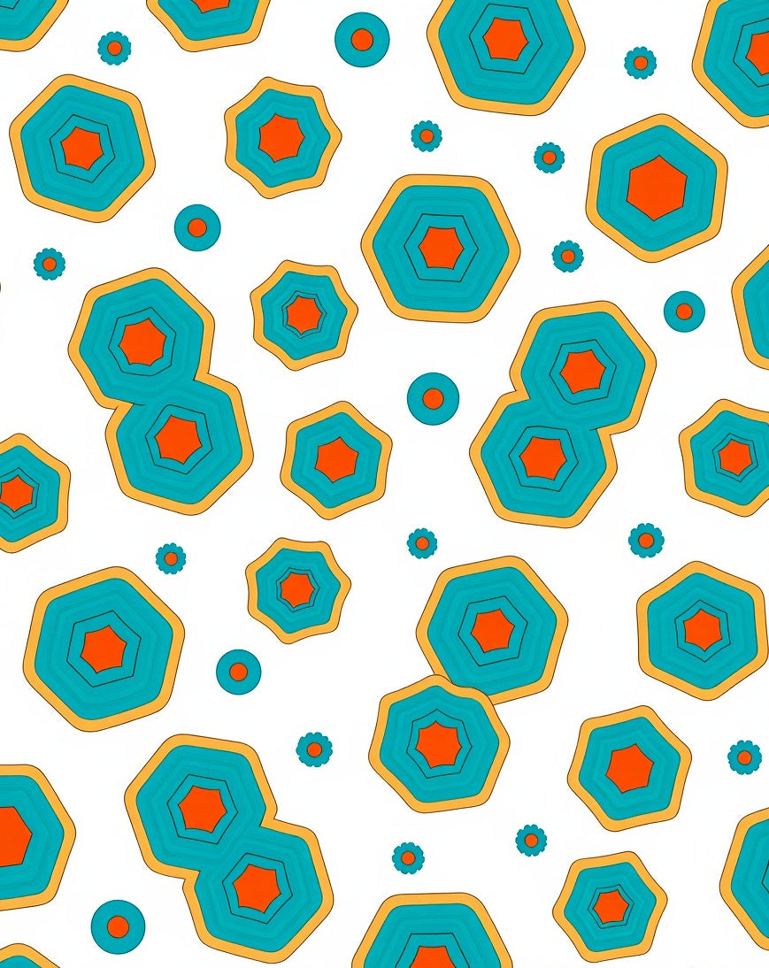Geometric Abstract Teal Orange Shapes Rug