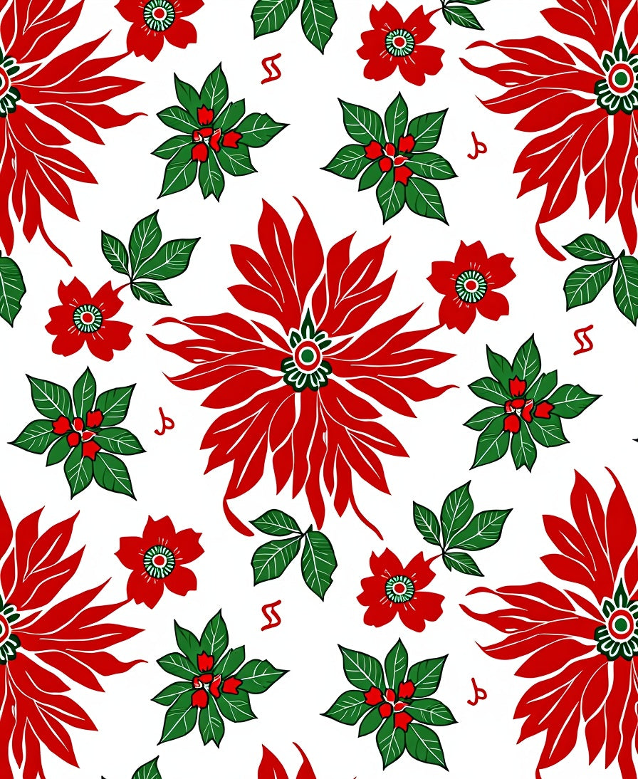 Vibrant Red Poinsettia Garden Overlay Rug