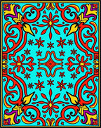 Vibrant Floral Swirls Mandala Design Rug