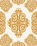 Gold Ornate Scrollwork Pattern Rug