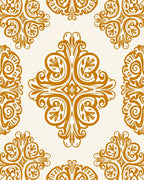 Gold Ornate Scrollwork Pattern Rug
