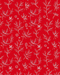 Delicate Floral Branches White on Red Rug