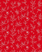 Delicate Floral Branches White on Red Rug
