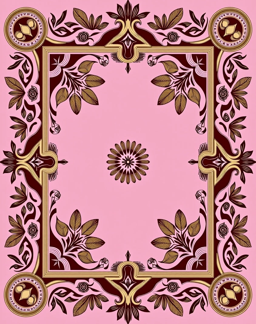 Elegant Floral Border With Center Medallion Rug
