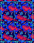 Red Blue Abstract Animal Pattern Rug