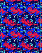 Red Blue Abstract Animal Pattern Rug