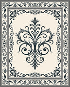 Classic Ornate Floral Damask Design Rug