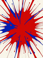Red Blue Paint Splatter Abstract Rug