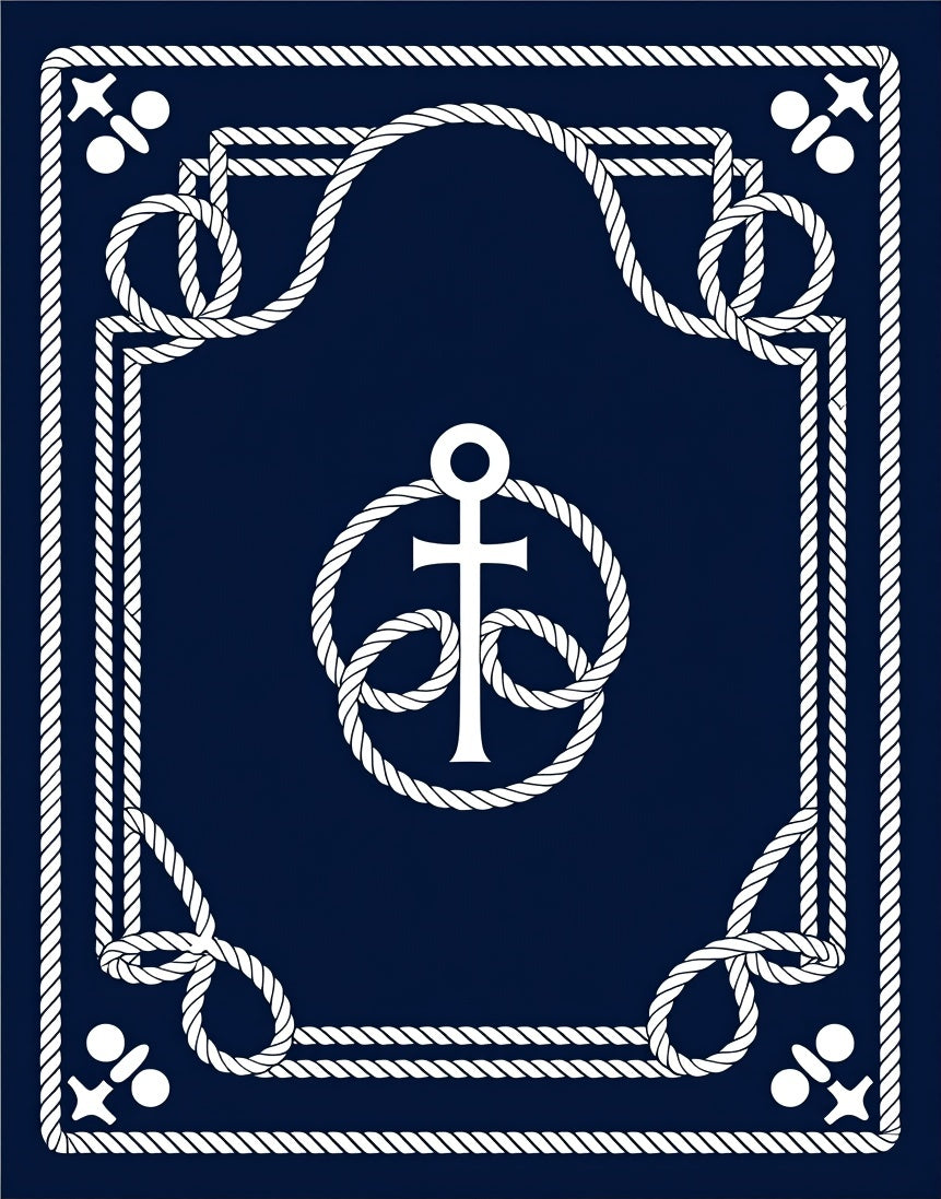 Nautical Anchor Rope Border Design Rug