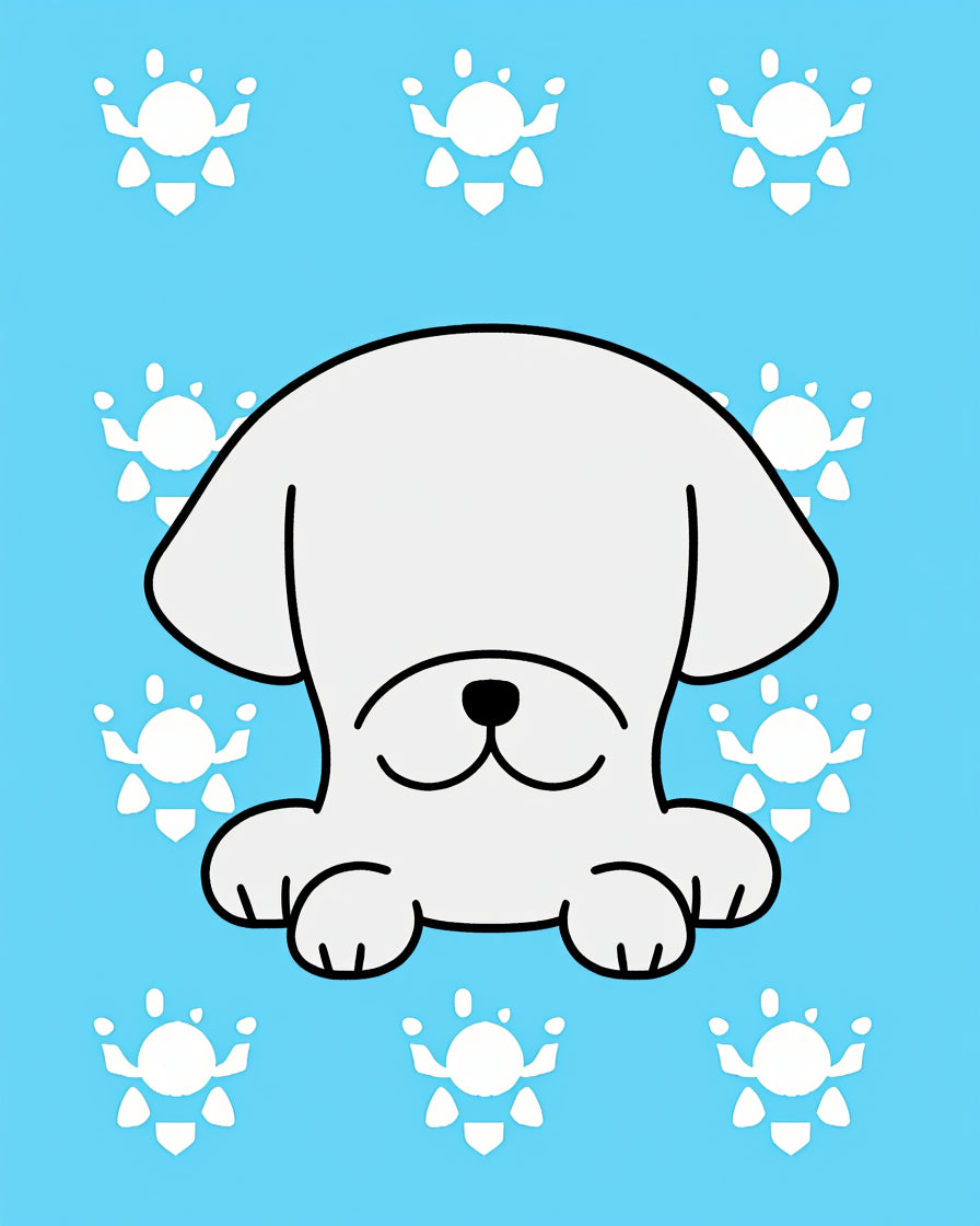 Cute Dog Paw Print Pattern Rug